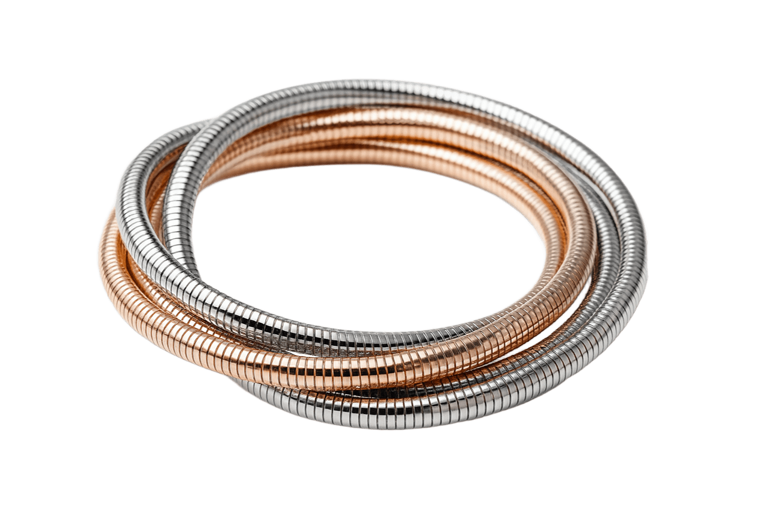 ORANA Dual-Tone Luxe Coil Bracelet & Necklace (Silver & Copper Finish)