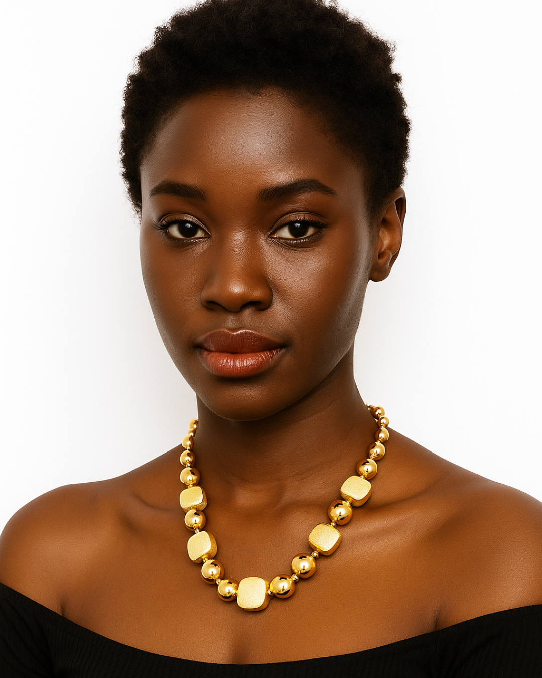 ORANA Luxe Gold Beaded Statement Necklace