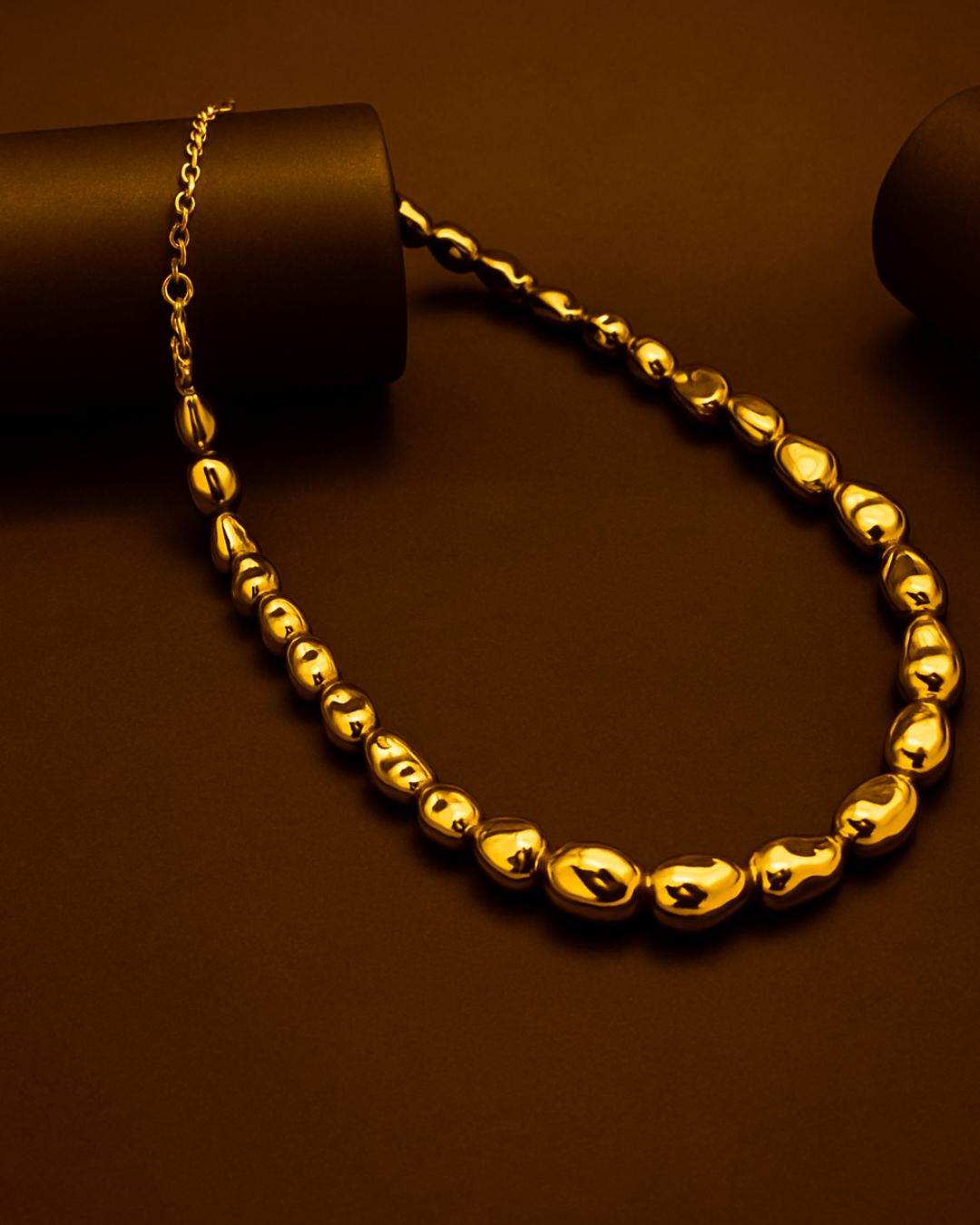 ORANA Luxe Pebble-Inspired Gold Bead Necklace