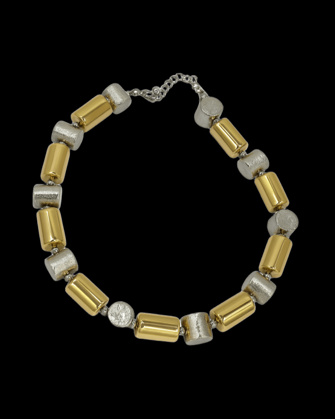 ORANA Luxe Dual-Tone Cylinder Bead Necklace