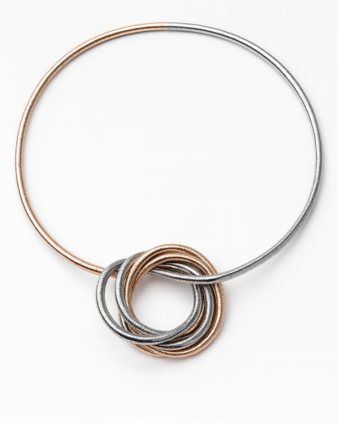 ORANA Dual-Tone Luxe Coil Bracelet & Necklace (Silver & Copper Finish)