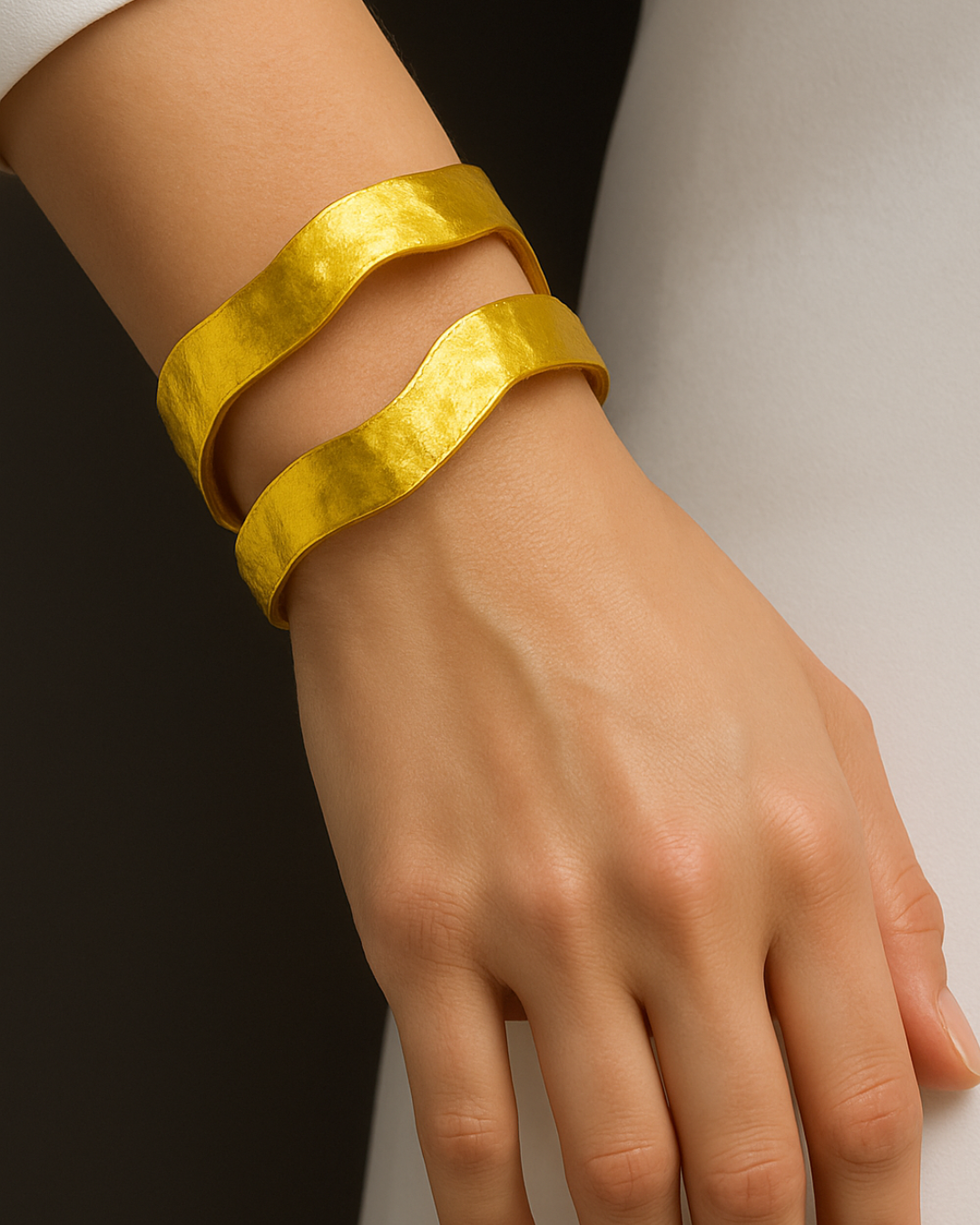 ORANA Hammered Wave Cuff Bracelet