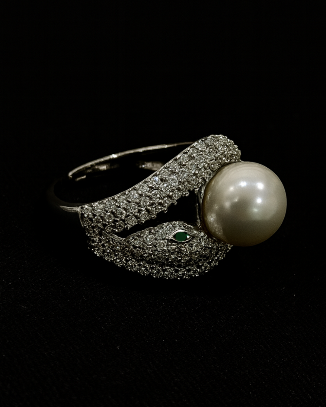 ORANA Serpente Pearl Pavé Ring