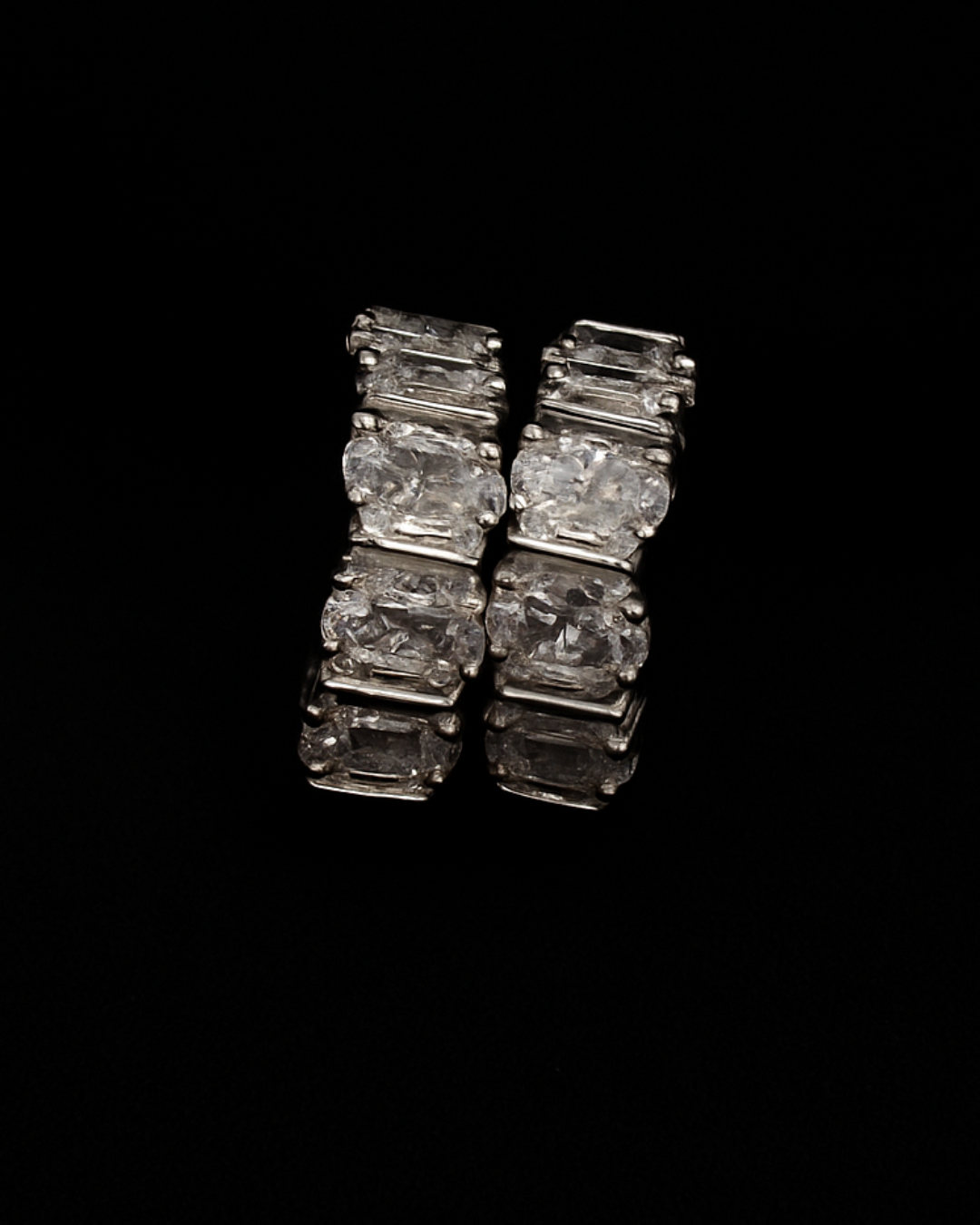 ORANA Luxe Silver Hoop Earrings with Emerald & Oval-Cut Stones