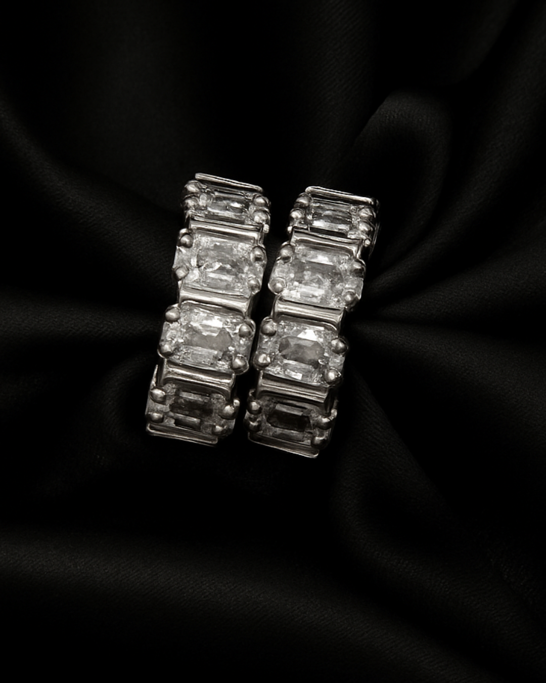 ORANA Luxe Emerald-Cut Crystal Hoop Earrings