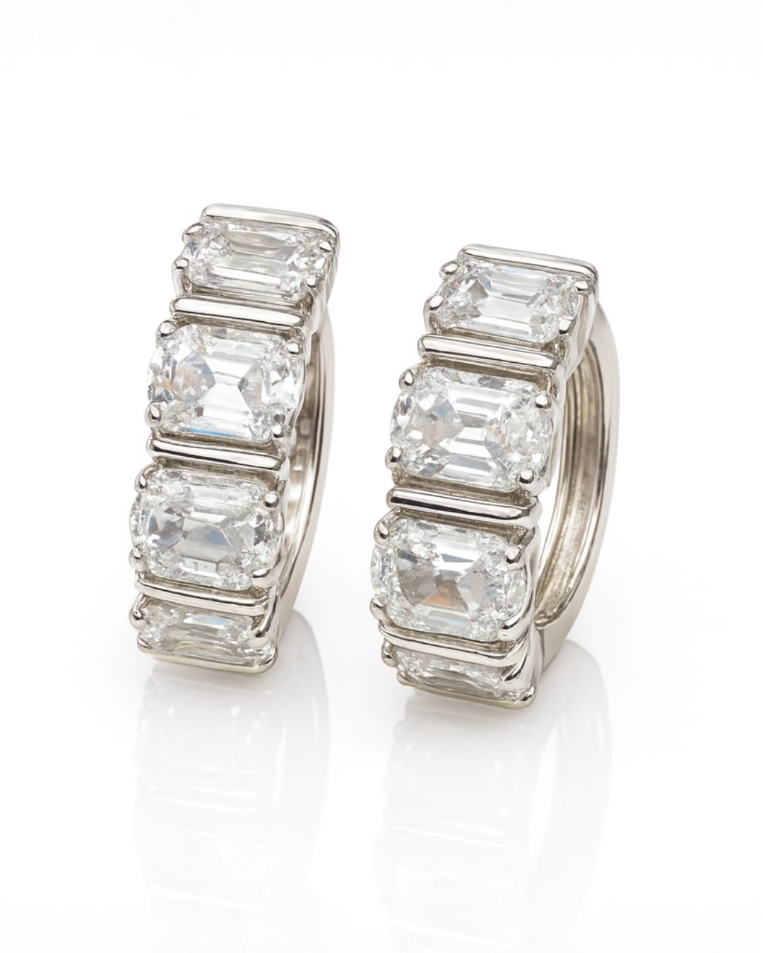 ORANA Luxe Emerald-Cut Crystal Hoop Earrings