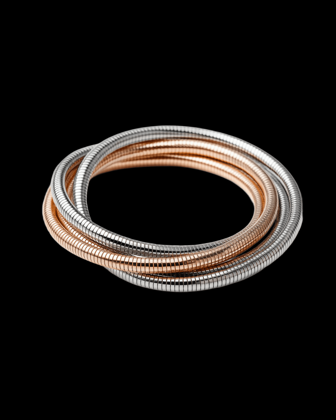 ORANA Dual-Tone Luxe Coil Bracelet & Necklace (Silver & Copper Finish)