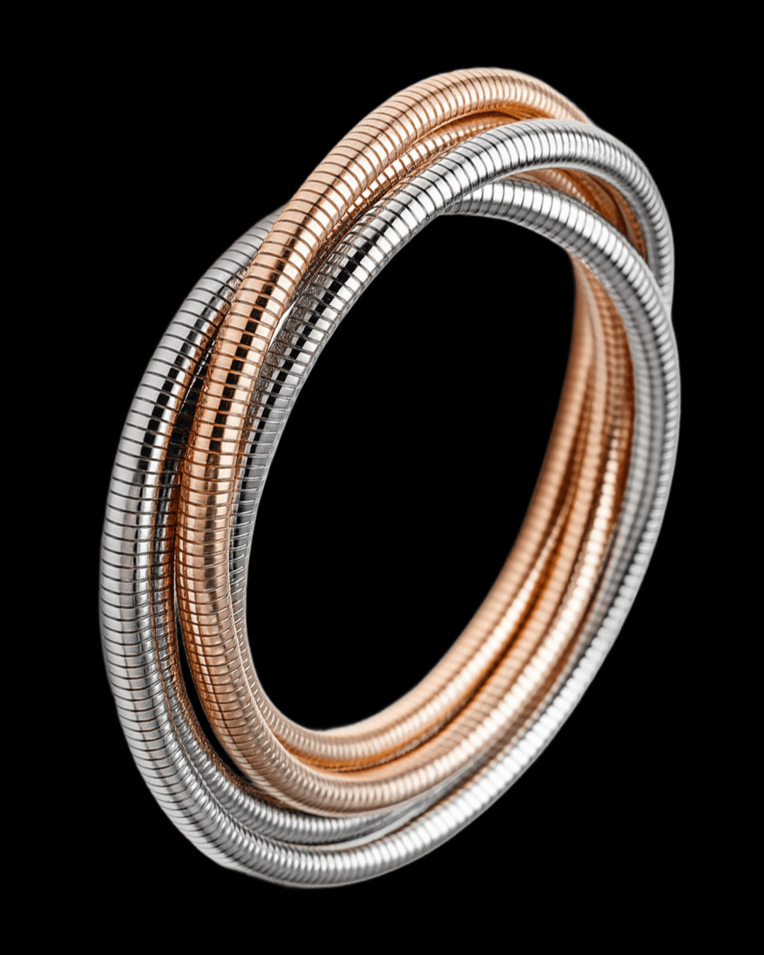 ORANA Dual-Tone Luxe Coil Bracelet & Necklace (Silver & Copper Finish)