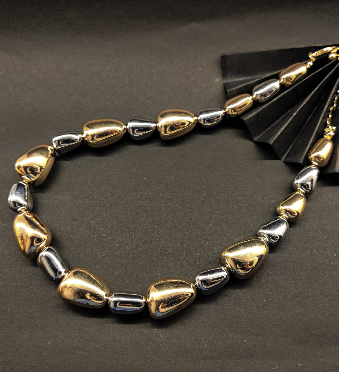 Elegant Dual-Tone Beaded Necklace